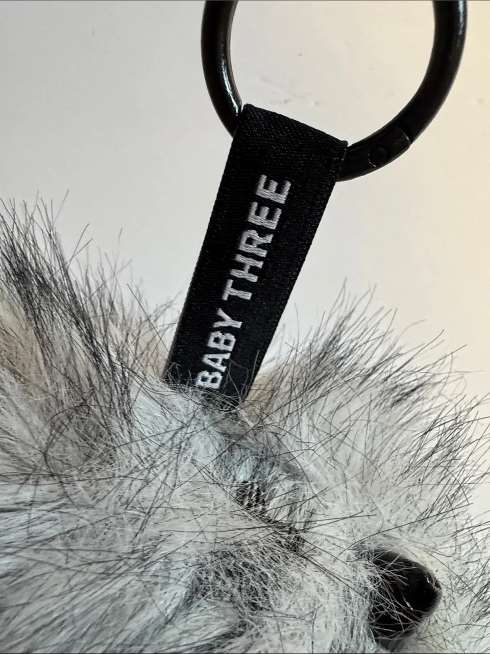 Baby Three Yeti Grey Faux Fur Plush with Cute Face Accent